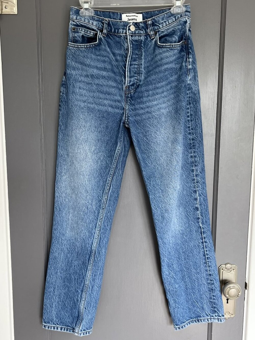 Reformation Jeans Cynthia High Rise Relaxed Straight Jean Colorado Blue Size 27